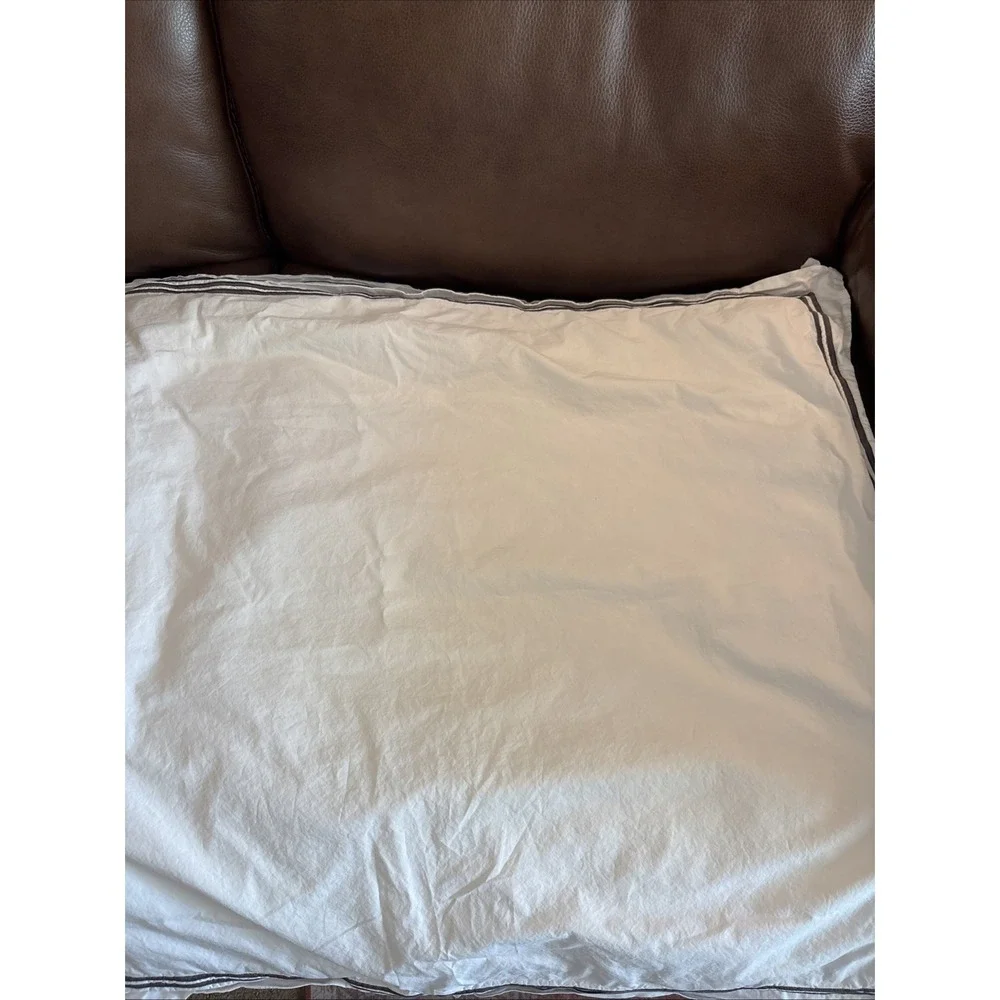 RH  Restoration Hardware Italian  cotton Pillow Shams‎ set of 2 gray embroidery